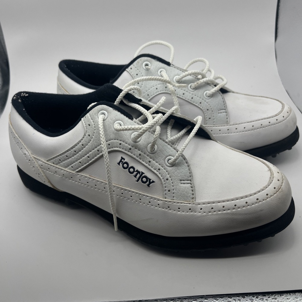 FootJoy GreenJoys Women's White Leather Golf Shoes Size 6.5 6 1/2 Used - Picture 1 of 7